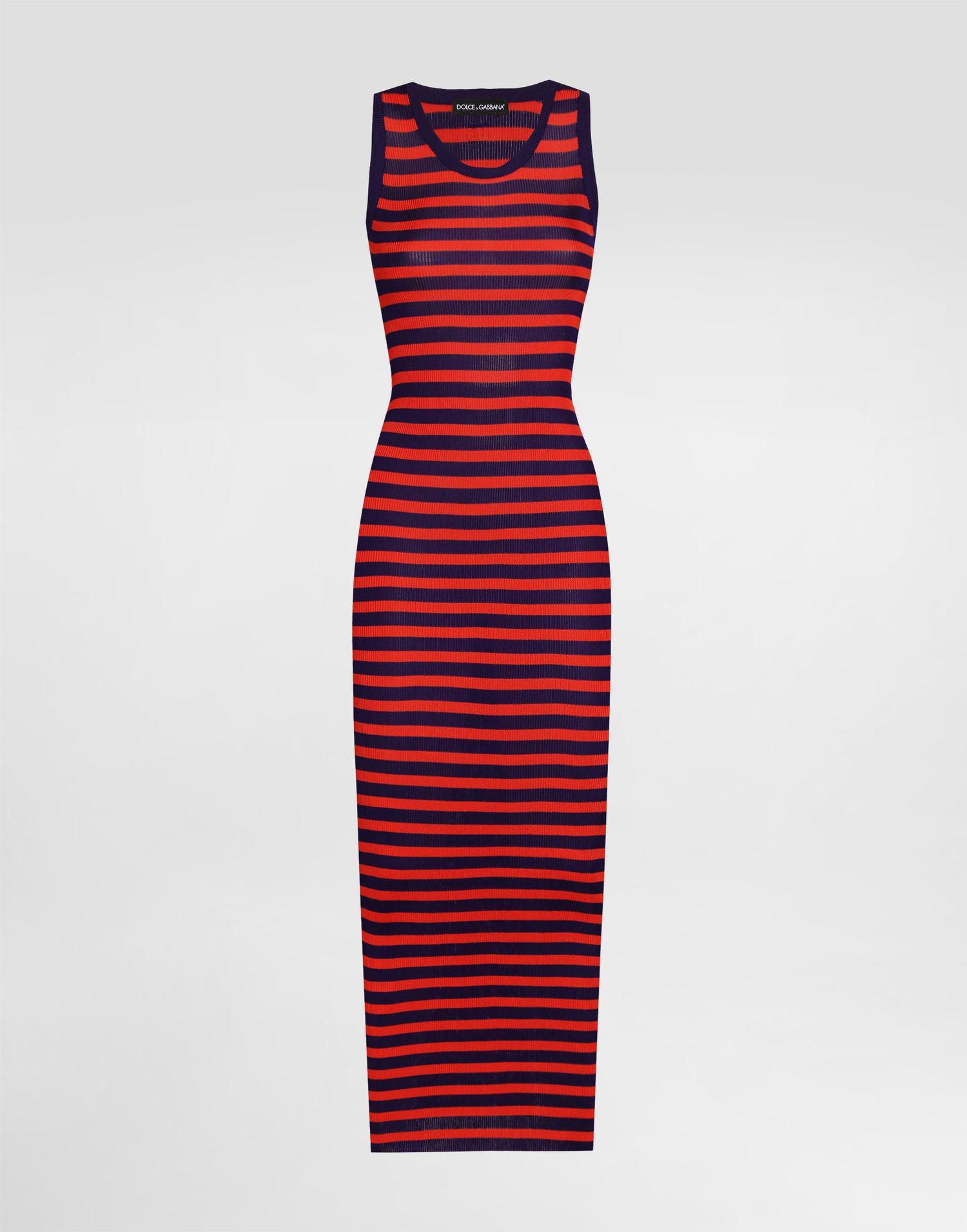 Klä Dolce & Gabbana Dolce & Gabbana Ribbed Viscose Striped Tank Dress Flerfärgad | FXS48ZJAIRRF4524, 0