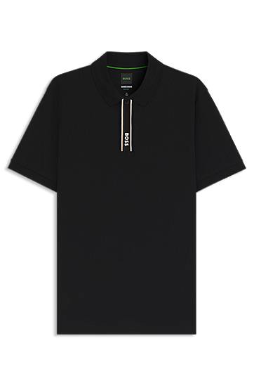 Polotröja BOSS Paddy polo shirt with striped placket and logo Svart | 50549362