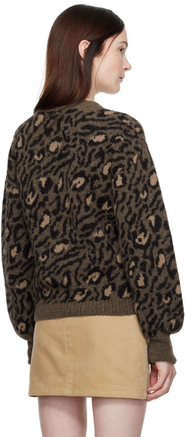 Sweater A.P.C. Leopard Print Crewneck Knit Sweater Grön | WPAAO-F23337, 2