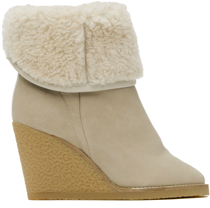 Kläder ISABEL MARANT Isabel Marant Totam Suede Wedge Boots with Shearling Cuff Beige | 22HBO0901-22H014S