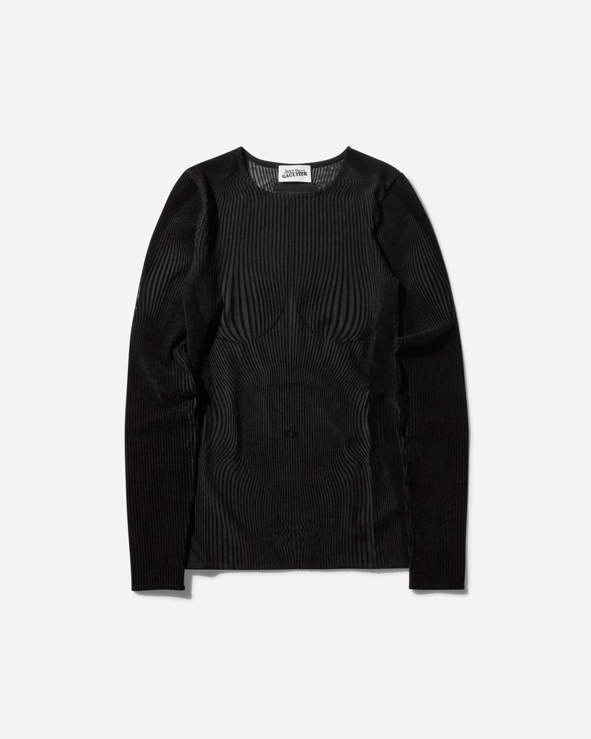 T-shirt Jean Paul Gaultier Jean Paul Gaultier Morphing Pinstripes Top Svart | 2431FTO230-T570 0000