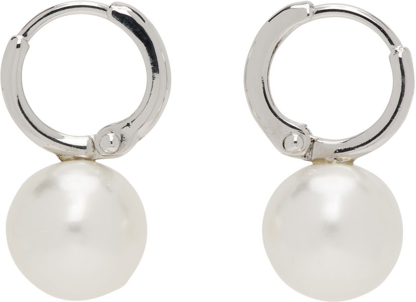 Örhängen Simone Rocha Simone Rocha Small Pearl Hoop Earrings Vit | ERG84 0904