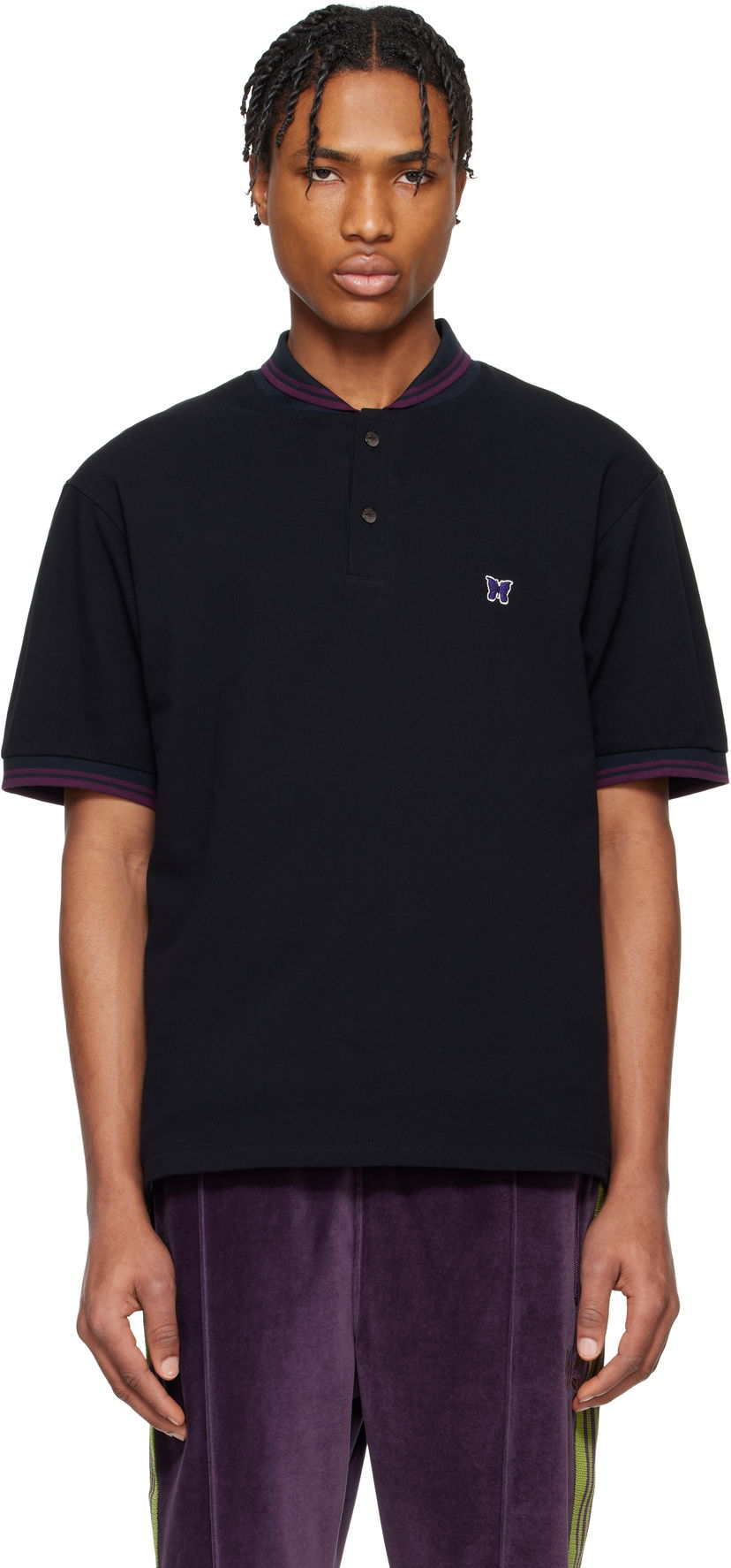 Polotröja Needles Needles Shawl Collar Polo Svart | QV354