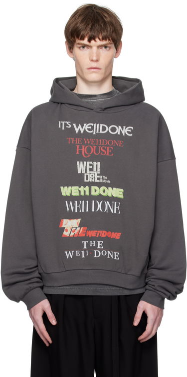 Sweatshirt We11done We11done Multi Logo Print Hoodie Grå | WD-TH2-25-832-U-GY, 0