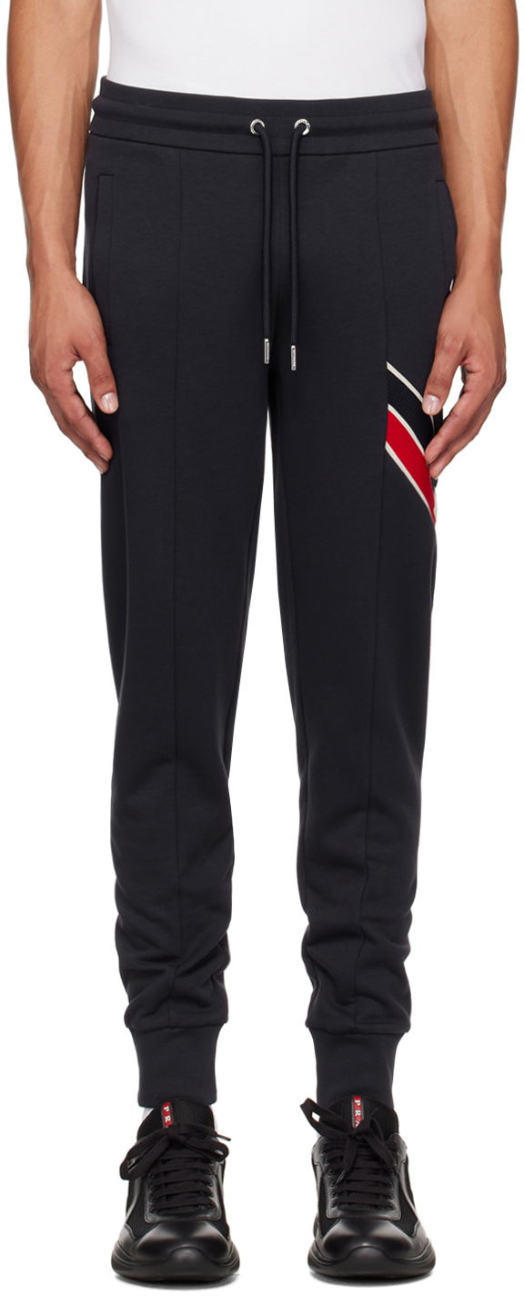 Träningsbyxor Moncler Navy Stripe Sweatpants Mörkblå | J20918H0000189A8F