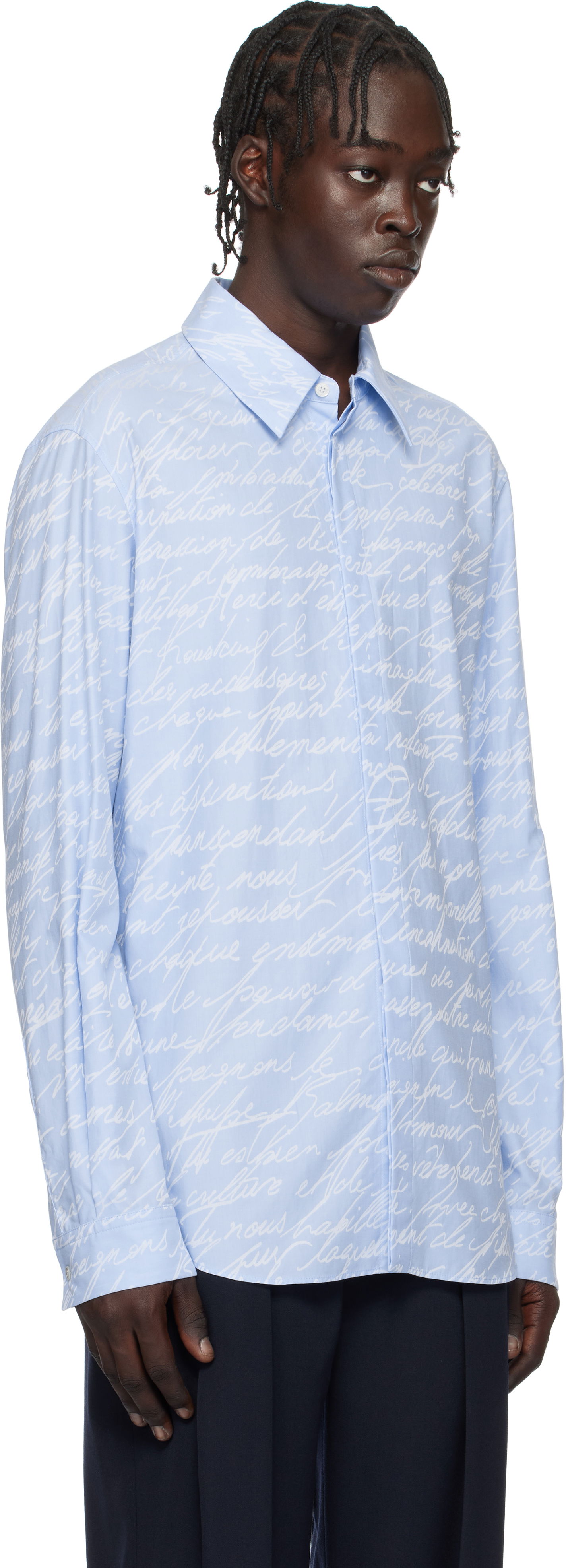 Skjorta Balmain Love Letter Print Shirt Blå | EH1HS405CF82, 1
