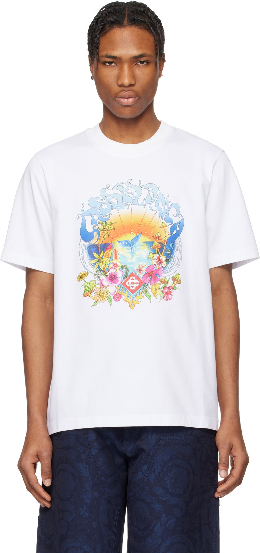 T-shirt Casablanca Casablanca Surf Trip Graphic T-Shirt Vit | MS25-JTS-001-04