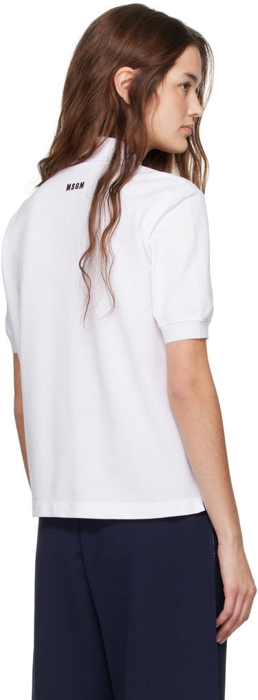 Polotröja MSGM MSGM Logo Patch Polo Vit | 3841MDM80 257137, 2