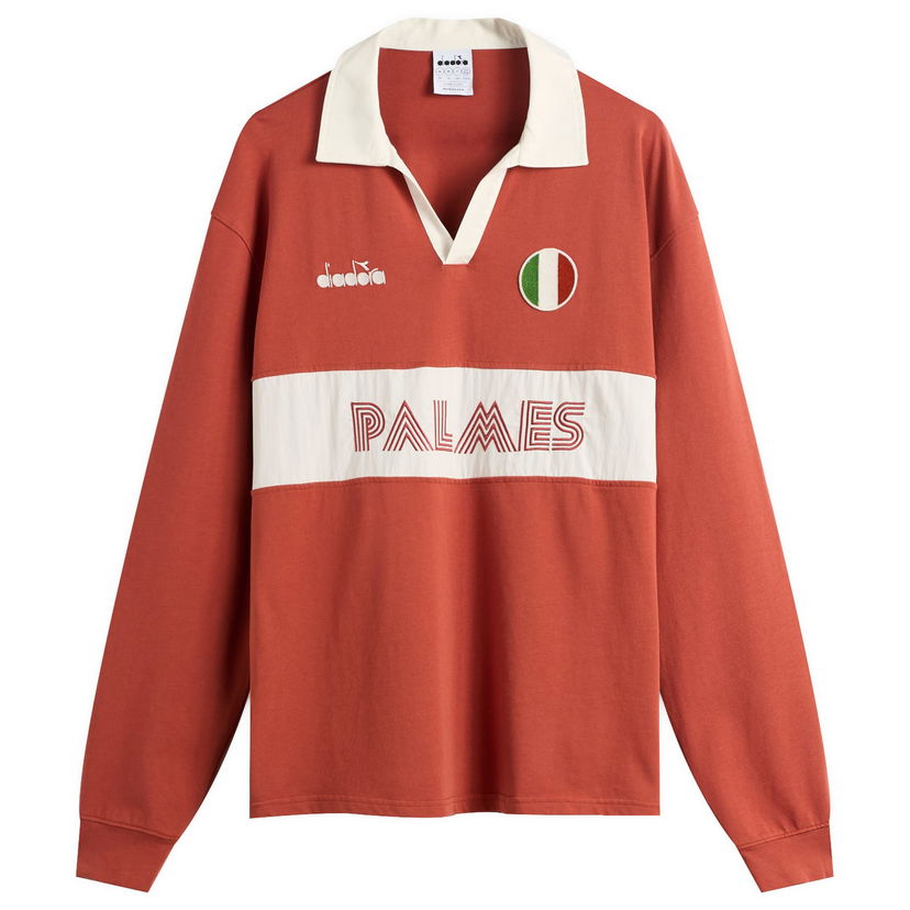 Polotröja Diadora PALMES Legacy Long Sleeve Polo with Italian Flag Patch Röd | 502-182428-30167