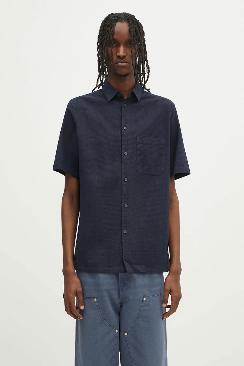 Skjorta Samsoe Samsoe Samsoe Samsoe Sataro Regular Fit Linen Shirt Mörkblå | M25100063