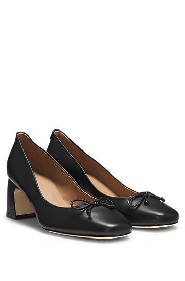 Tillbehör BOSS Nappa Leather Heeled Pumps with Bow Detail Svart | 50539005