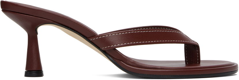 Tillbehör Aeyde Aeyde Daphne Leather Toe-Post Heeled Sandals Bourgogne | A11-HS-AEAR75CI187-SS25-955-007