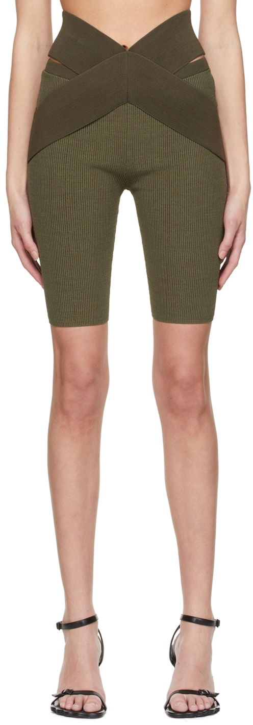 Shorts Dion Lee Cross Waistband Ribbed Bike Shorts Grön | C7081S22