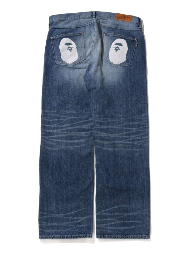 Jeans BAPE Ape Head Relaxed Fit Denim Jeans Mörkblå | 1I80-150-001