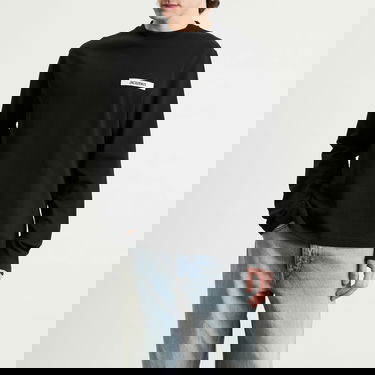 T-shirt Jacquemus Jacquemus Grosgrain Logo Long Sleeve T-Shirt, Size Large Svart | 25HTSM00570AJ00226-990, 2