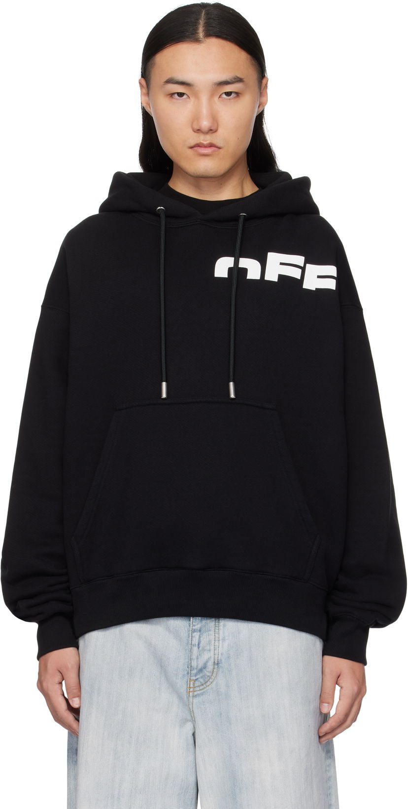 Sweatshirt Off-White Split Logo Hoodie Svart | OMBB085S25FLE00G1001