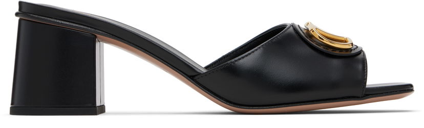Sneakers och skor Valentino Valentino Garavani VLogo Signature Heeled Slide Sandals Svart | 7W2S0MH7DSH