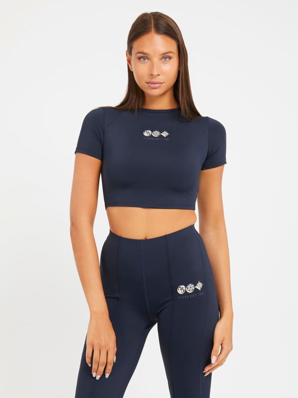 Crop top GUESS Front Logo Svart | V3BP19MC049, 0
