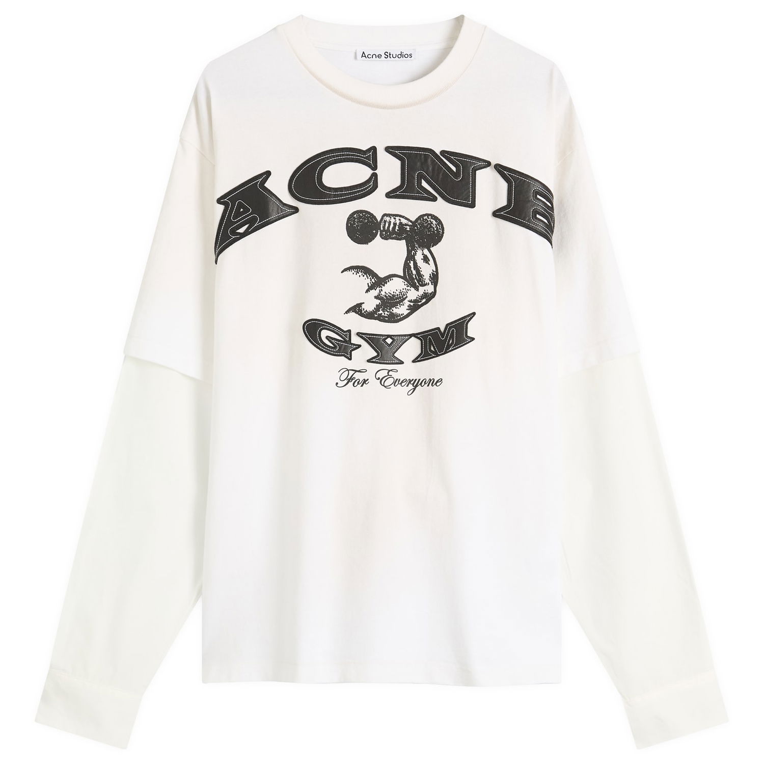 T-shirt Acne Studios Acne Studios Exford U Layered Long Sleeve T-Shirt, Size Small Vit | CL0404-DC6, 1