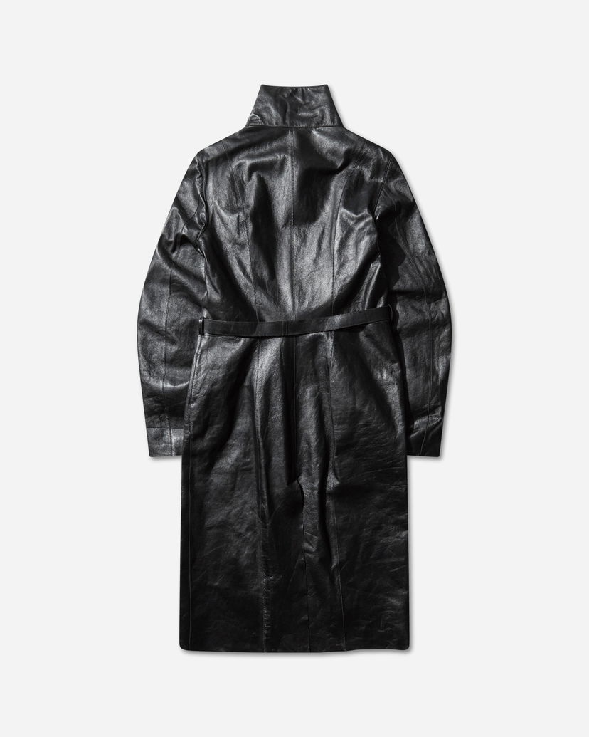 Trenchcoat OUR LEGACY Leather Belted Concealed Coat Svart | W4259CS 001