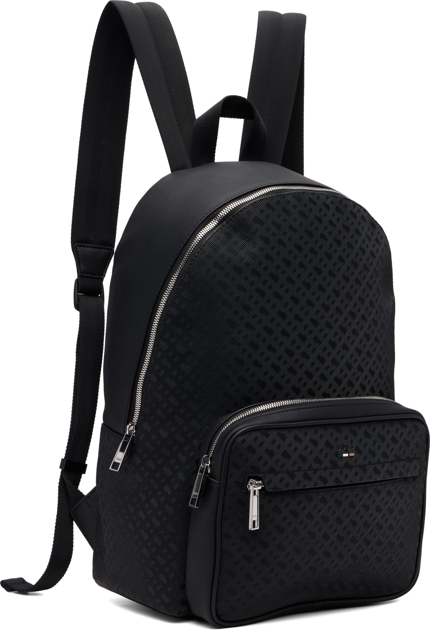 Ryggsäck BOSS Black Check Faux-Leather Backpack Svart | 50548062, 1