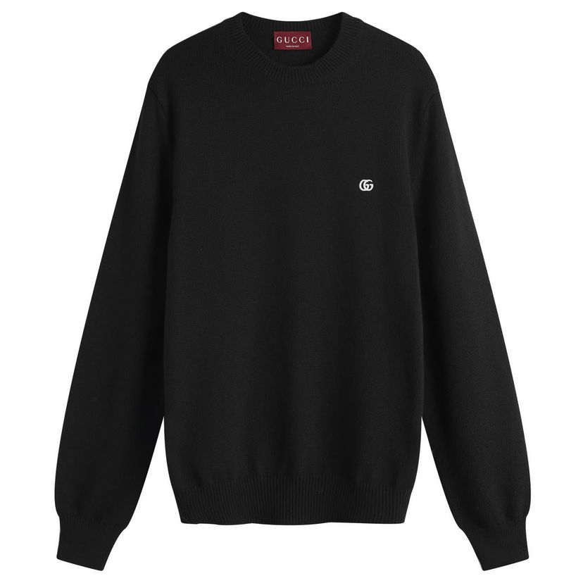 Sweater Gucci Gucci Men's Monogram Crew Knit, Size Large Svart | 815007-XKEK4-1043