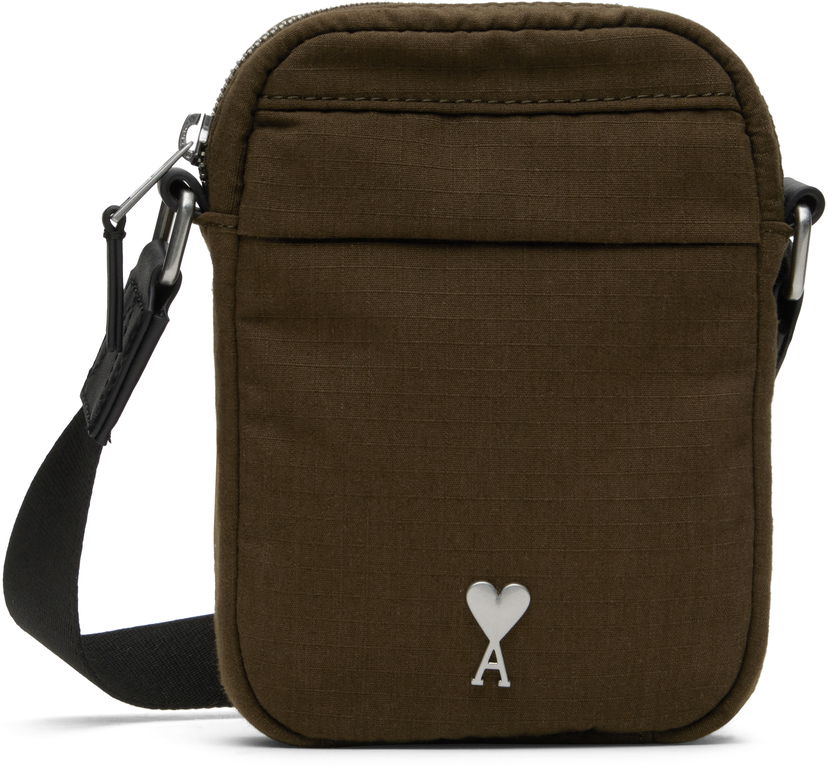 Axelväska AMI AMI Small Ami de Coeur Canvas Crossbody Bag Grön | ULL011.AW0074