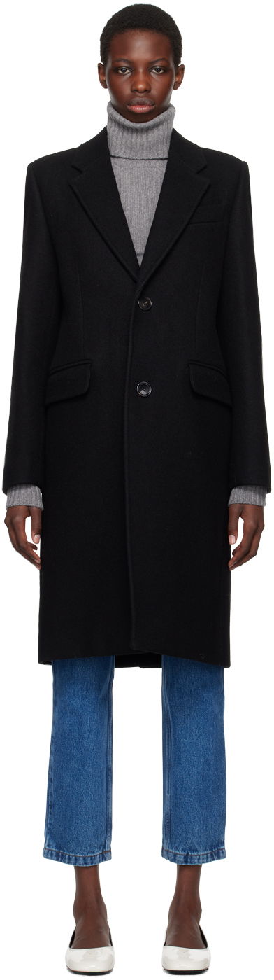 Rockar AMI Paris Black Two-Button Coat Svart | FCO010.WV0049
