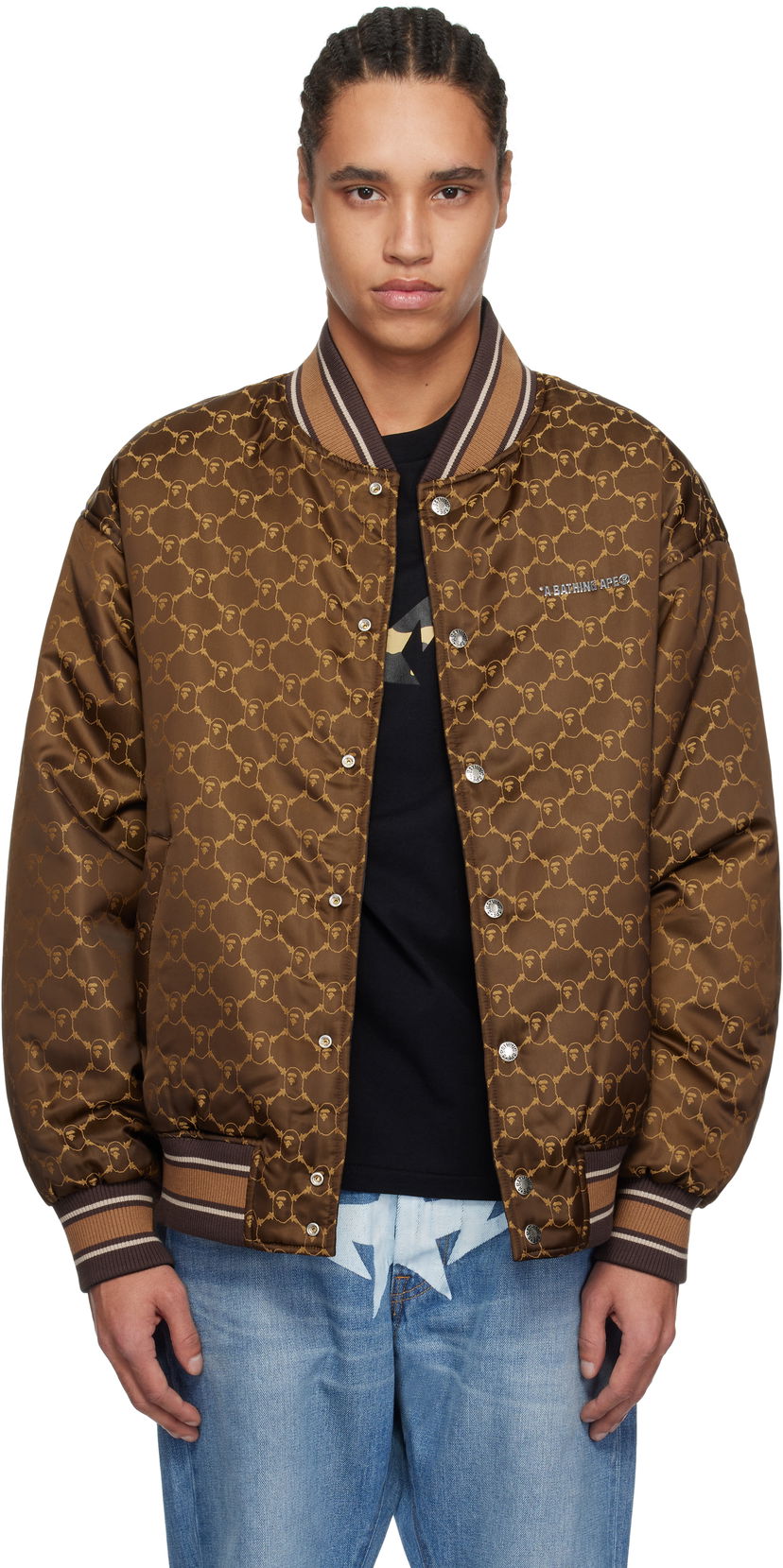 Bomberjacka BAPE BAPE ABC Camo Jacquard Reversible Bomber Jacket Brun | 001HJL301301M