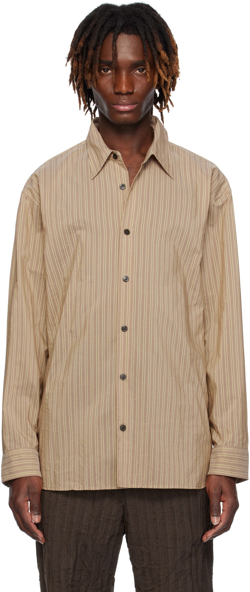 Skjorta Dries Van Noten Dries Van Noten Loose Cotton Shirt Beige | 251-020732-1524