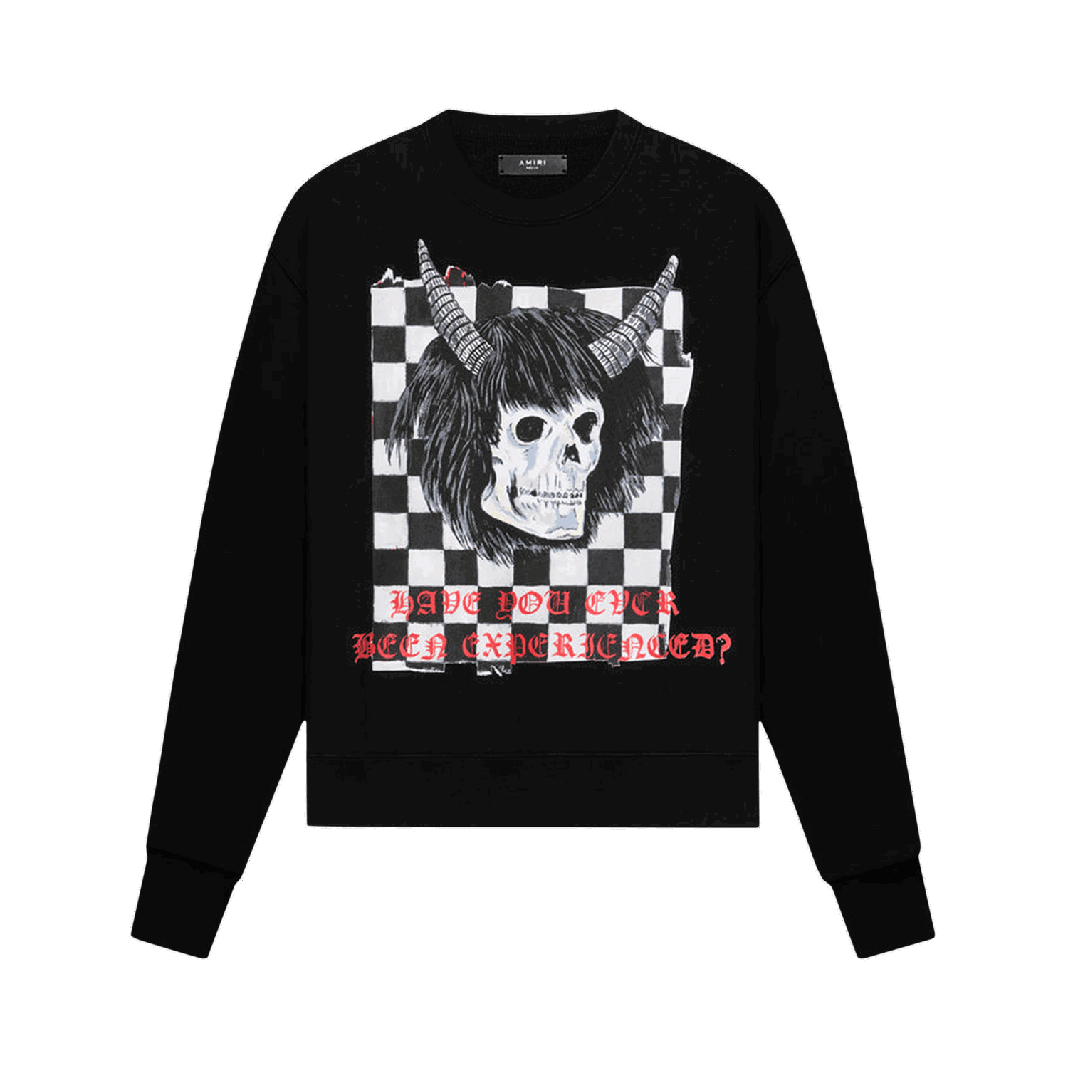 Sweatshirt AMIRI x Wes Lang Checker Skull Crew Svart | AW22MJG009 001 BLAC, 0