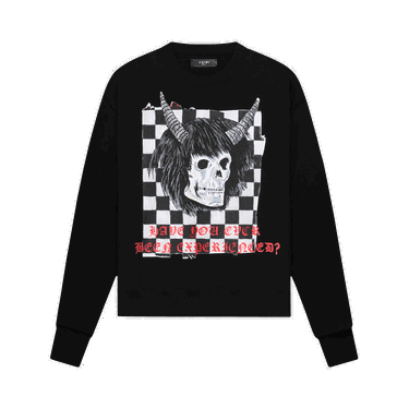 Sweatshirt AMIRI x Wes Lang Checker Skull Crew Svart | AW22MJG009 001 BLAC, 0