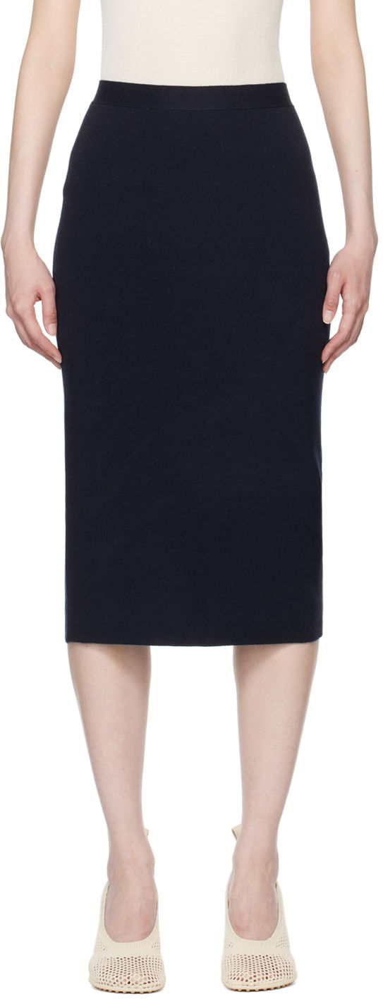 Kjol Bottega Veneta Midi Skirt Mörkblå | 793813 V4BL0