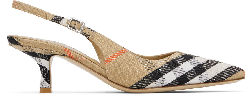 Sneakers och skor Burberry Burberry Birdie Check Slingback Pumps Beige | 8106171