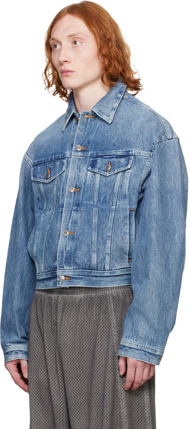 Jacka Alexander Wang Alexander Wang Rounded Trucker Denim Jacket with Faux Fur Collar Blå | 6WC1252066, 3