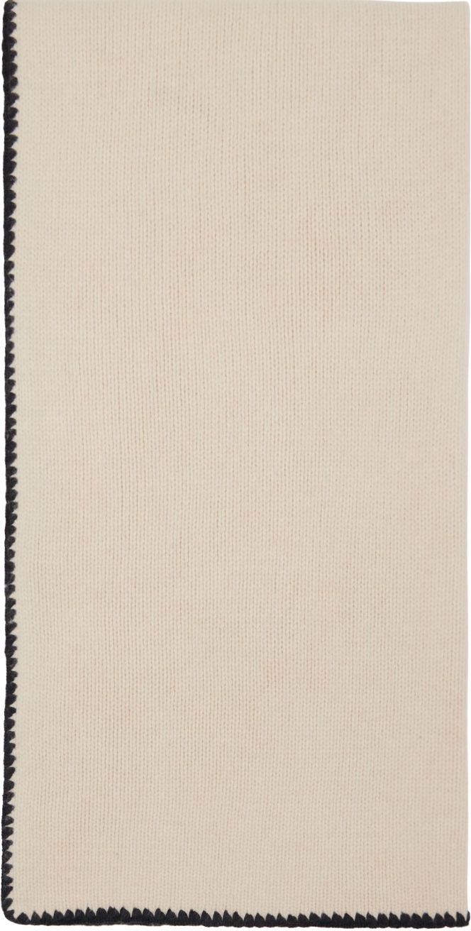 Halsduk TOTEME TOTEME Embroidered Wool Cashmere Scarf Beige | 241-WSC1233-YA0004
