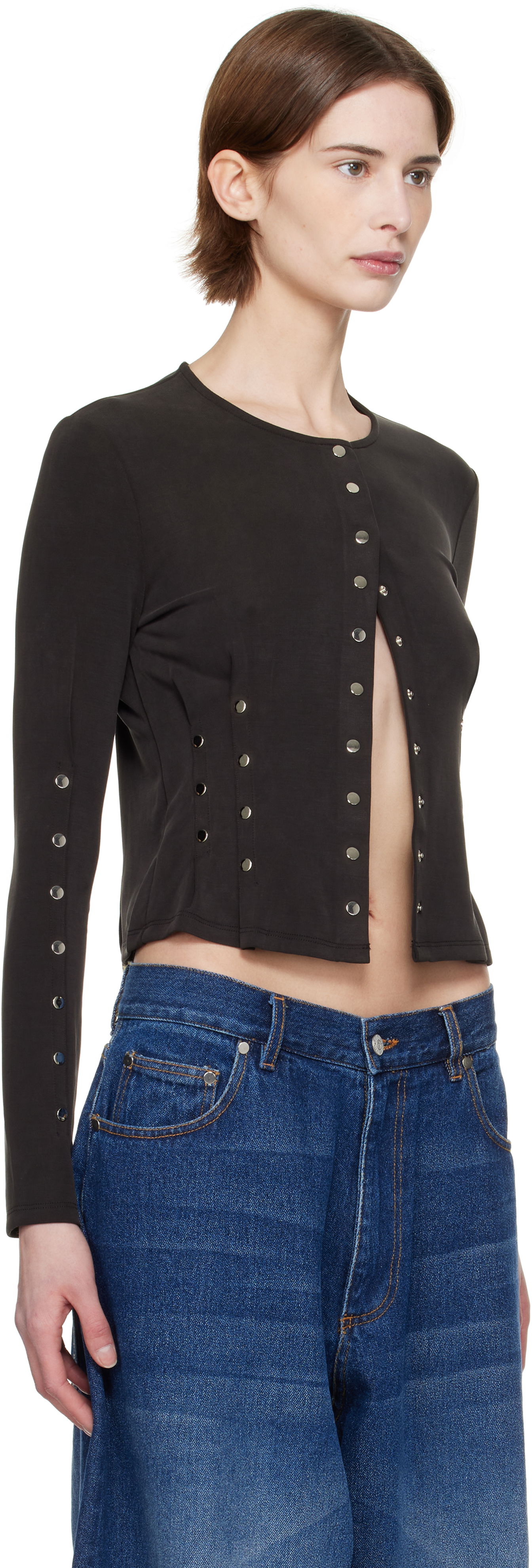 Sweater Eckhaus Latta Eckhaus Latta Nailed Snap-Button Cardigan Svart | 1209-EL-PS25-A -, 1