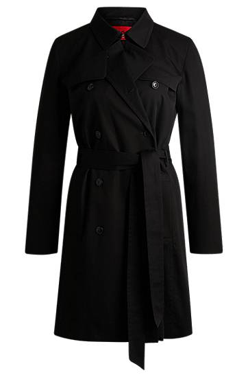 Trenchcoat BOSS Double-Breasted Regular-Fit Cotton Trench Coat Svart | 50533902