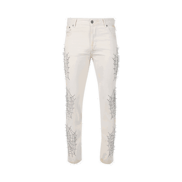 Jeans Palm Angels Spider Regular 5 Pockets Pants Vit | PMYA012F22DEN0080372, 0