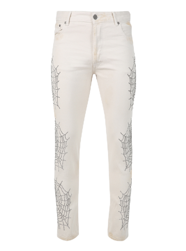 Jeans Palm Angels Spider Regular 5 Pockets Pants Vit | PMYA012F22DEN0080372