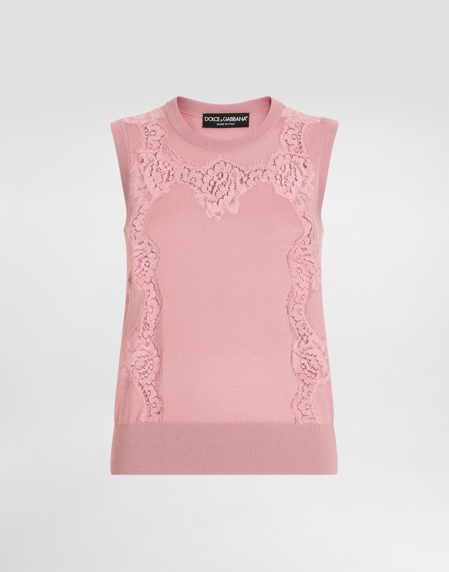 Linne Dolce & Gabbana Dolce & Gabbana Women's Wool Tank Top with Lace Inlay Rosa | FXT02TJDVB0F0473, 0