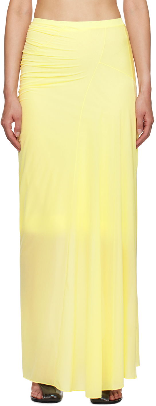 Kjol Dries Van Noten Fitted Draped Maxi Skirt Gul | 242-011147-9204