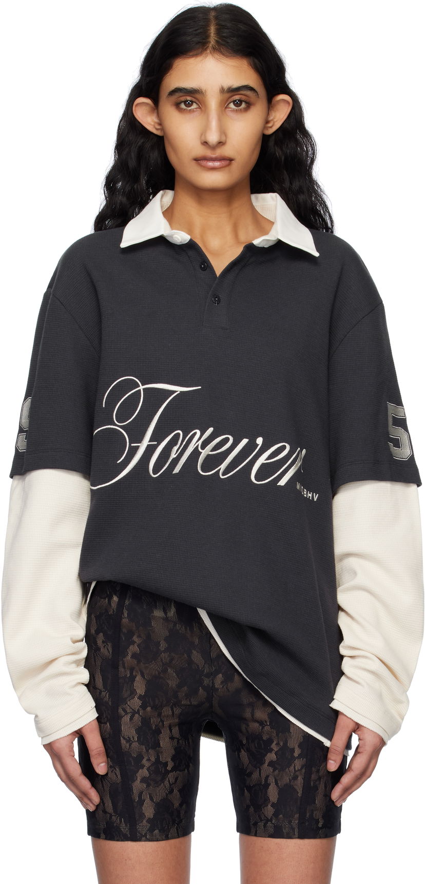 Polotröja MISBHV MISBHV 'Forever' Double Layer Polo Svart | 250W152