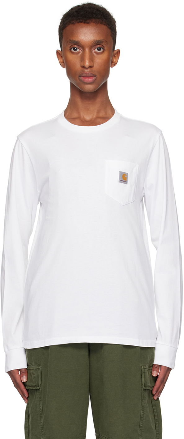 T-shirt Carhartt WIP Long Sleeve Pocket T-Shirt Vit | I030437