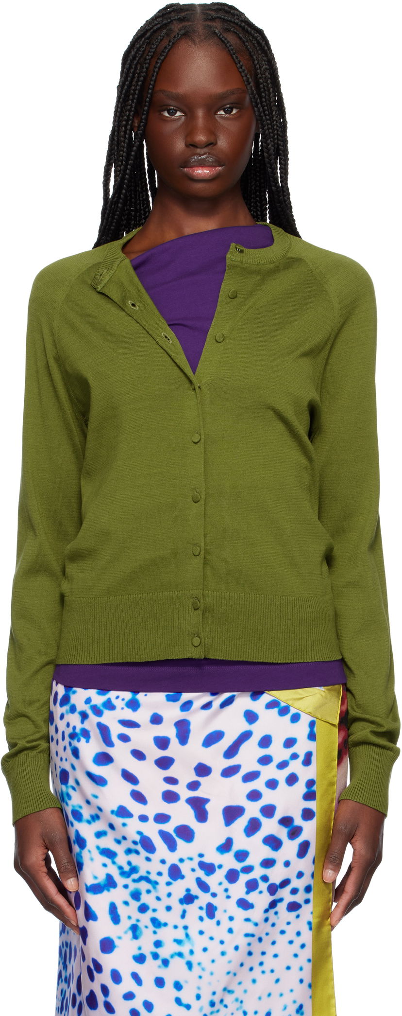 Sweater Dries Van Noten Dries Van Noten Cotton Knit Cardigan Grön | 251-011207-1702