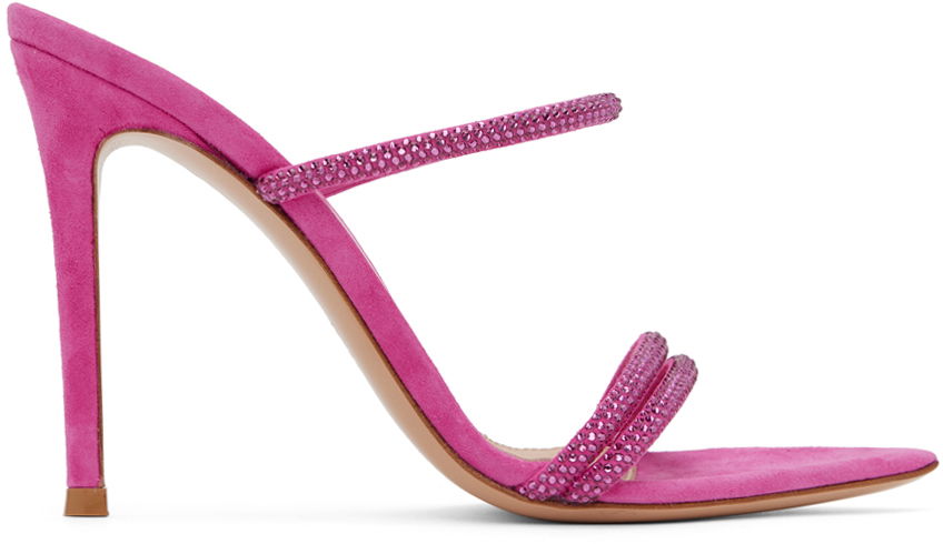 Tillbehör Gianvito Rossi Gianvito Rossi Cannes Crystal-Embellished Suede Heeled Sandals Rosa | G16090.15RIC.CAM, 0