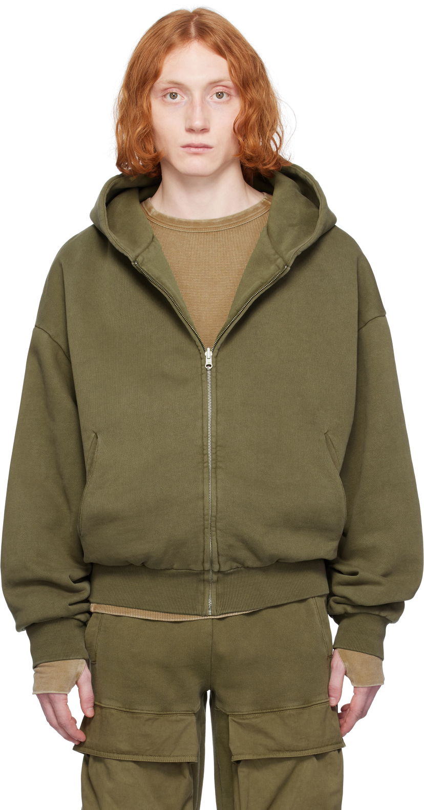 Sweatshirt Entire Studios Entire Studios Thermal Zip-Up Hoodie Grön | ES2488MI