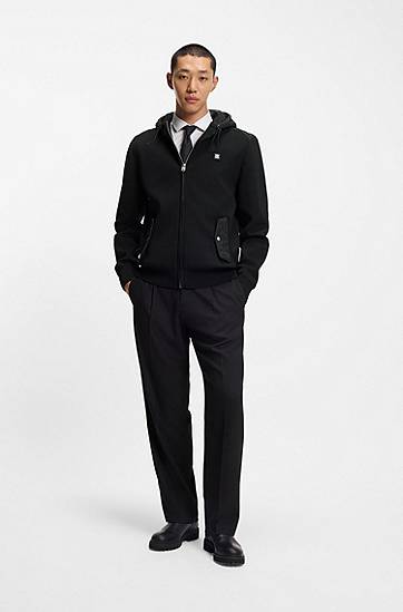 Jacka BOSS Regular-fit hooded jacket with quilted details Svart | 50547003, 1