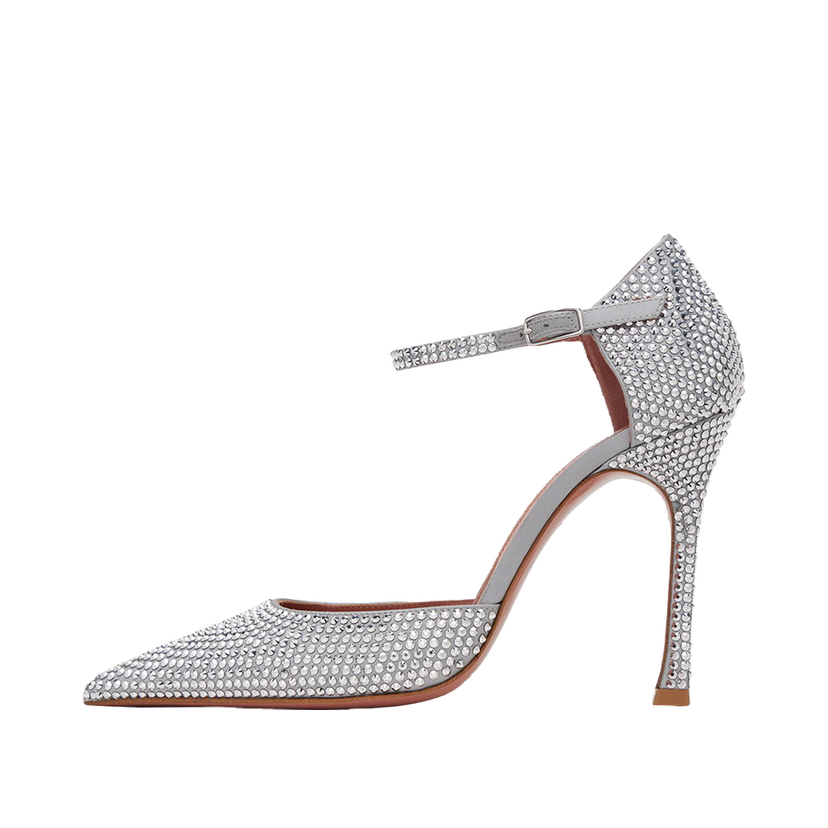 Sneakers och skor Amina Muaddi Crystal Embellished Slingback Pumps Grå | VITTORIA PUMP SR SATIN