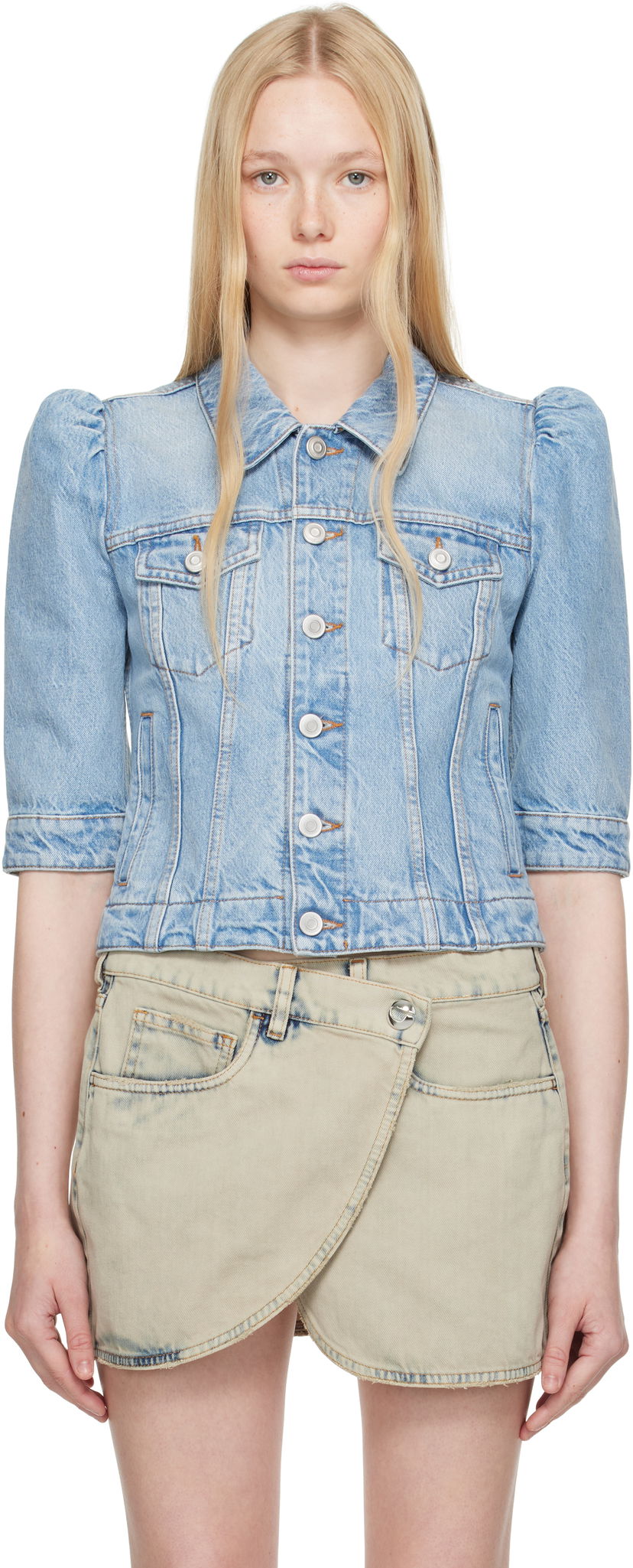 Jacka Coperni Coperni Slim-Fit Cropped Denim Jacket Blå | COPBL30F2020